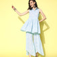 Ahalyaa Blue Pure Cotton Tunic & Palazzos Ethnic Co-Ords - Swadesiicart