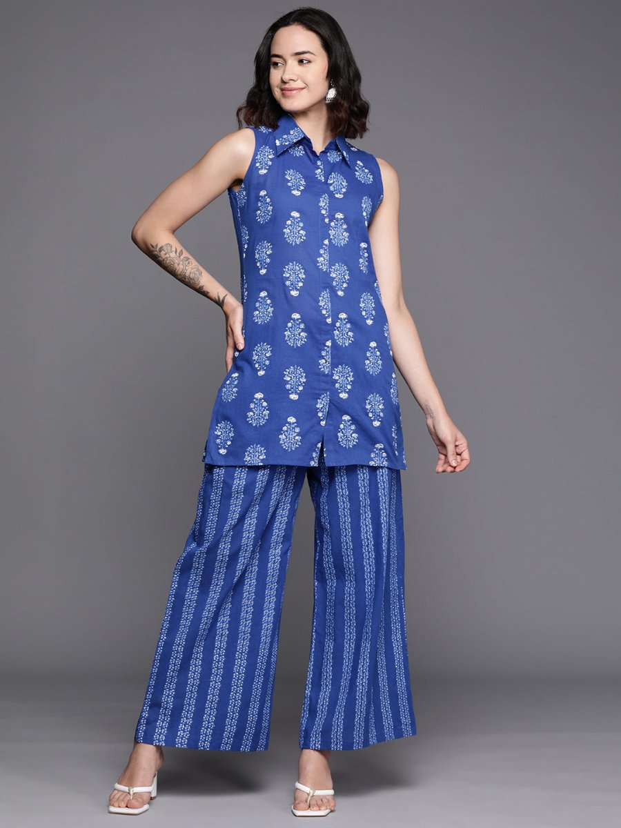 Ahalyaa Printed Pure Cotton Tunic With Palazzos | Swadesiicart