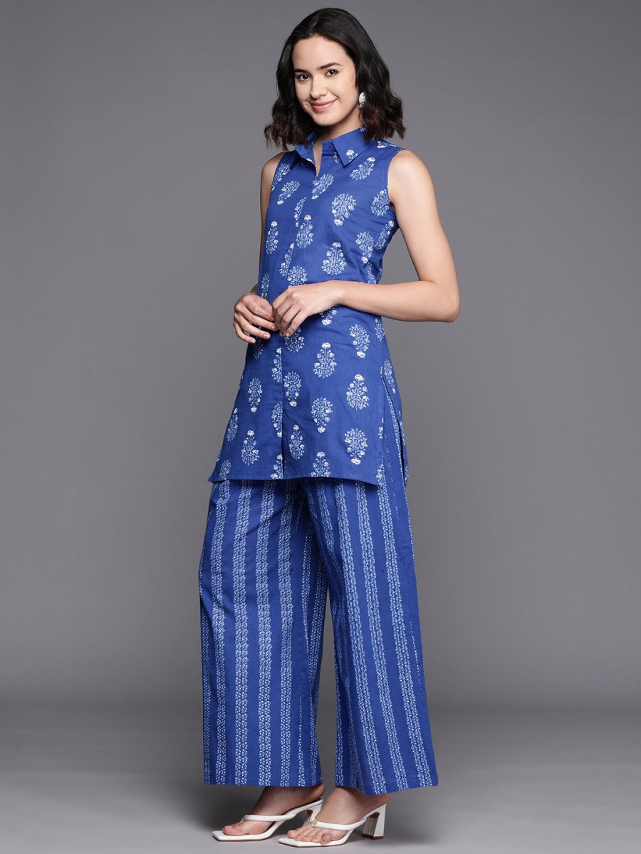 Ahalyaa Printed Pure Cotton Tunic With Palazzos | Swadesiicart