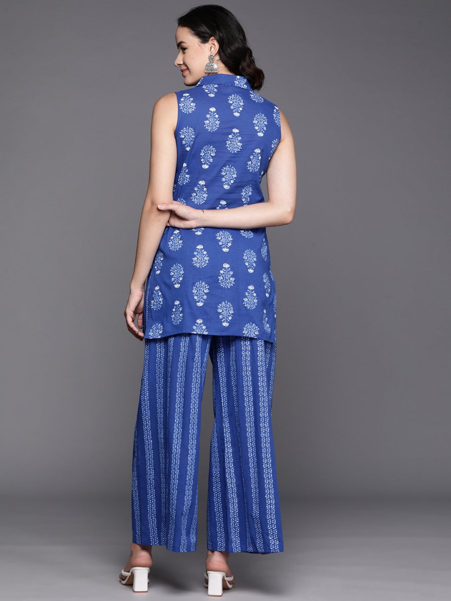 Ahalyaa Printed Pure Cotton Tunic With Palazzos | Swadesiicart