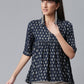 Ahalyaa Viscose Rayon Navy Blue Foil Silver Printed Western Tunic | Swadesiicart