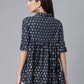 Ahalyaa Viscose Rayon Navy Blue Foil Silver Printed Western Tunic | Swadesiicart