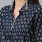 Ahalyaa Viscose Rayon Navy Blue Foil Silver Printed Western Tunic | Swadesiicart