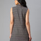 Ahalyaa Black & White Shirt Collar Printed Tunic | Swadesiicart
