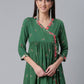 Ahalyaa Green & Pink Floral Printed Tunic | Swadesiicart