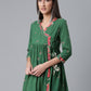 Ahalyaa Green & Pink Floral Printed Tunic | Swadesiicart