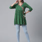 Ahalyaa Green & Pink Floral Printed Tunic | Swadesiicart