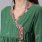 Ahalyaa Green & Pink Floral Printed Tunic | Swadesiicart