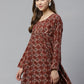 Ahalyaa Maroon & Beige Ethnic Printed Asymmetric Tunic | Swadesiicart