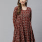 Ahalyaa Maroon & Beige Ethnic Printed Asymmetric Tunic | Swadesiicart