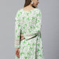 Ahalyaa White & Green Ethnic Printed Asymmetric Tunic | Swadesiicart