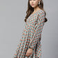 Ahalyaa White & Teal Green Ethnic Printed Asymmetric Tunic | Swadesiicart