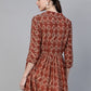 Ahalyaa Brown & Cream-Coloured Printed A-Line Tunic | Swadesiicart