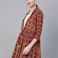 Ahalyaa Brown & Cream-Coloured Printed A-Line Tunic | Swadesiicart
