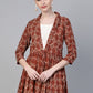Ahalyaa Brown & Cream-Coloured Printed A-Line Tunic | Swadesiicart