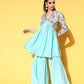 Ahalyaa Women Floral Printed Pleated Kurti with Sharara | Swadesiicart