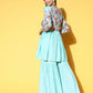 Ahalyaa Women Floral Printed Pleated Kurti with Sharara | Swadesiicart