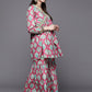 Ahalyaa Women Pink Ethnic Motifs Gotta Patti Velvet Kurta with Palazzos | Swadesiicart