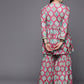 Ahalyaa Women Pink Ethnic Motifs Gotta Patti Velvet Kurta with Palazzos | Swadesiicart