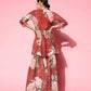 Ahalyaa Women Red Floral Printed Empire Thread Work Kurti With Sharara | Swadesiicart