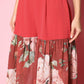 Ahalyaa Women Red Floral Printed Empire Thread Work Kurti With Sharara | Swadesiicart