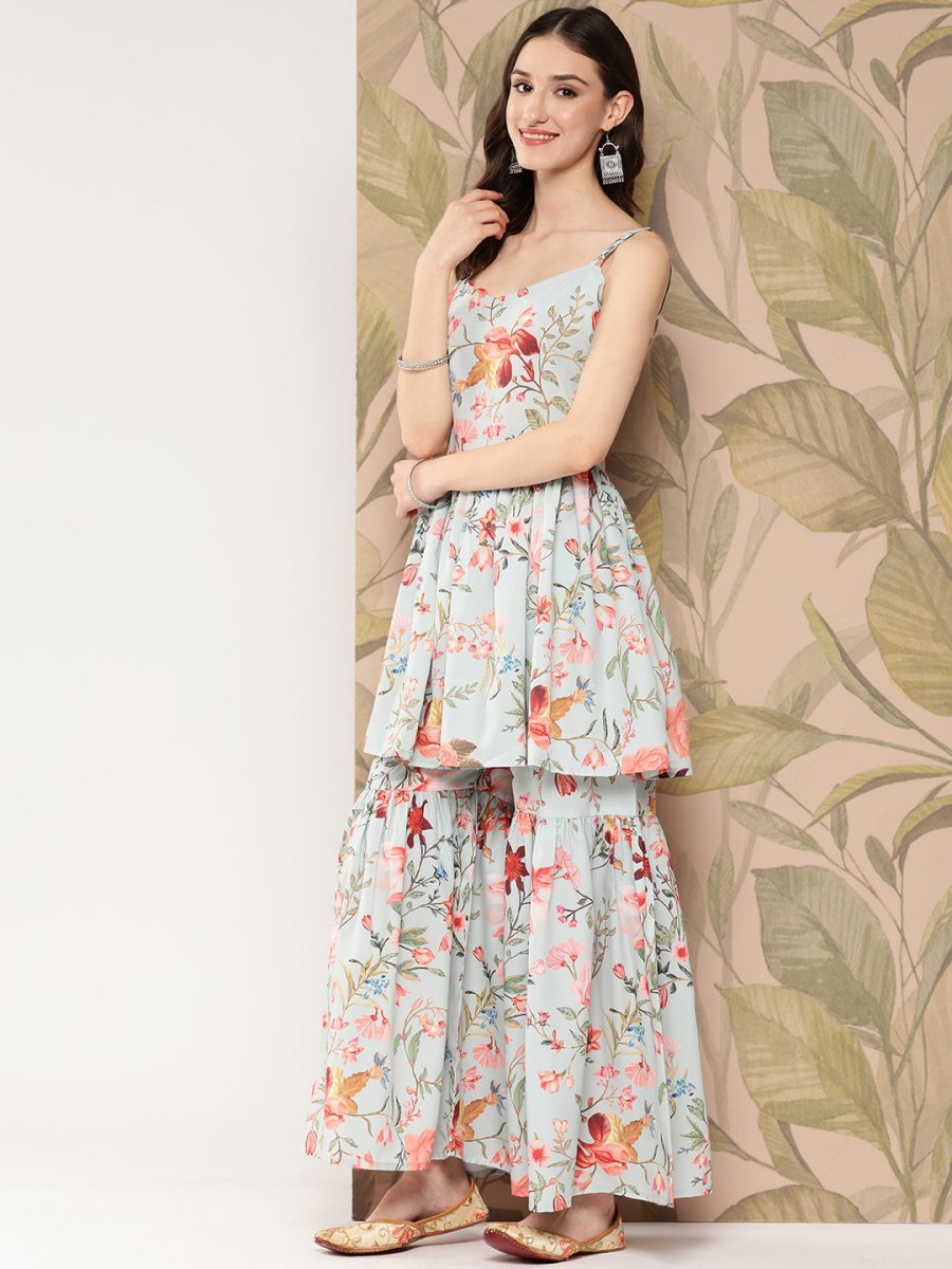Ahalyaa Women Floral Printed Regular Kurti with Sharara | Swadesiicart