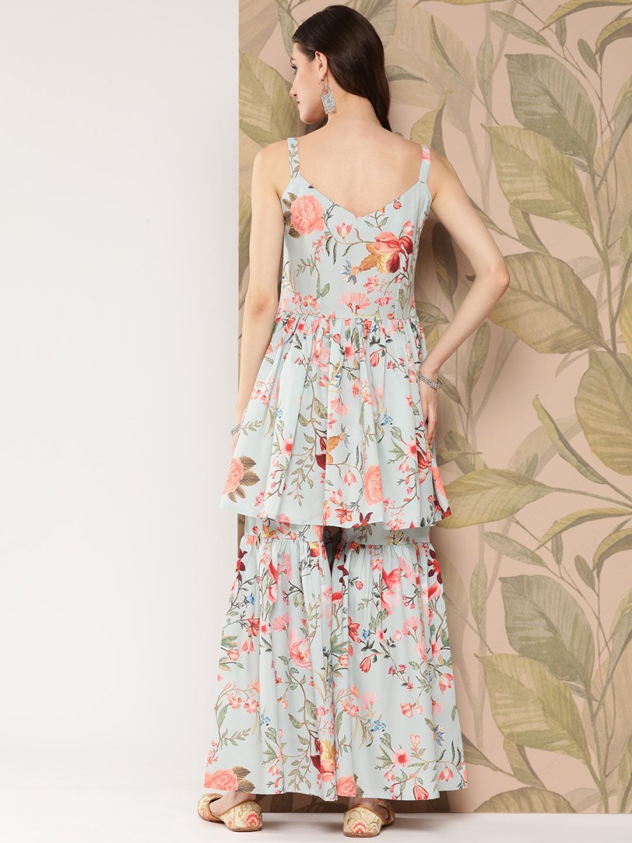 Ahalyaa Women Floral Printed Regular Kurti with Sharara | Swadesiicart