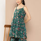 Ahalyaa Women Floral Printed Pleated Sequinned Top with Sharara | Swadesiicart