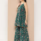 Ahalyaa Women Floral Printed Pleated Sequinned Top with Sharara | Swadesiicart