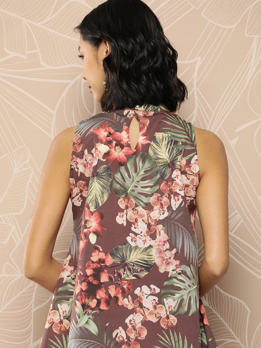 Ahalyaa Printed Crepe Tunic With Skirt | Swadesiicart