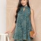 Ahalyaa Printed Crepe Ethnic Halter Neck Tunic With Skirt | Swadesiicart