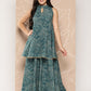 Ahalyaa Printed Crepe Ethnic Halter Neck Tunic With Skirt | Swadesiicart
