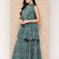 Ahalyaa Printed Crepe Ethnic Halter Neck Tunic With Skirt | Swadesiicart