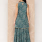 Ahalyaa Printed Crepe Ethnic Halter Neck Tunic With Skirt | Swadesiicart