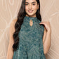 Ahalyaa Printed Crepe Ethnic Halter Neck Tunic With Skirt | Swadesiicart