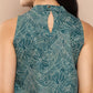 Ahalyaa Printed Crepe Ethnic Halter Neck Tunic With Skirt | Swadesiicart