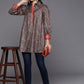 Ahalyaa Grey Shirt Collar Velvet Digital Printed Tunic | Swadesiicart