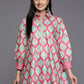 Ahalyaa Fuchsia Shirt Collar Velvet Digital Printed Tunic | Swadesiicart