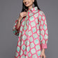 Ahalyaa Fuchsia Shirt Collar Velvet Digital Printed Tunic | Swadesiicart