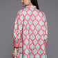 Ahalyaa Fuchsia Shirt Collar Velvet Digital Printed Tunic | Swadesiicart