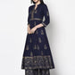 Aniyah Rayon Navy Blue Color Block Print Anarkali Palazzo Set (AN-210K)