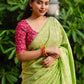 Green Jute Silk Woven Design Saree with Unstitched Blouse - Hiral Fashion | Swadesiicart