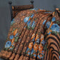 Shades Of Dark Coffee Brown With Floral Design Semi Chanderi Saree By Gayathri Reddy Designer Studio | Swadesiicart
