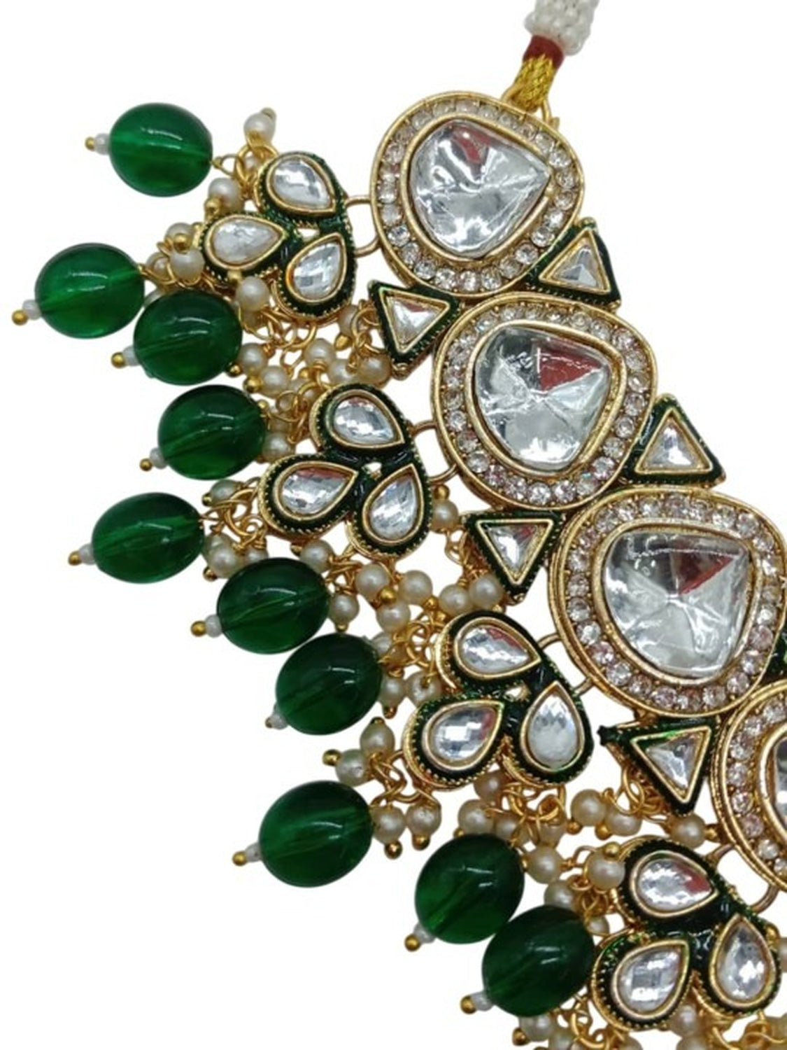 Jewel City Gold-Plated Kundan Choker Necklace Set with Beads & Maang Tikka | Traditional Indian Bridal Jewelry | Swadesiicart