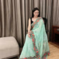Vamsee Sandhya Sea Green Georgette Saree - Swadesiicart
