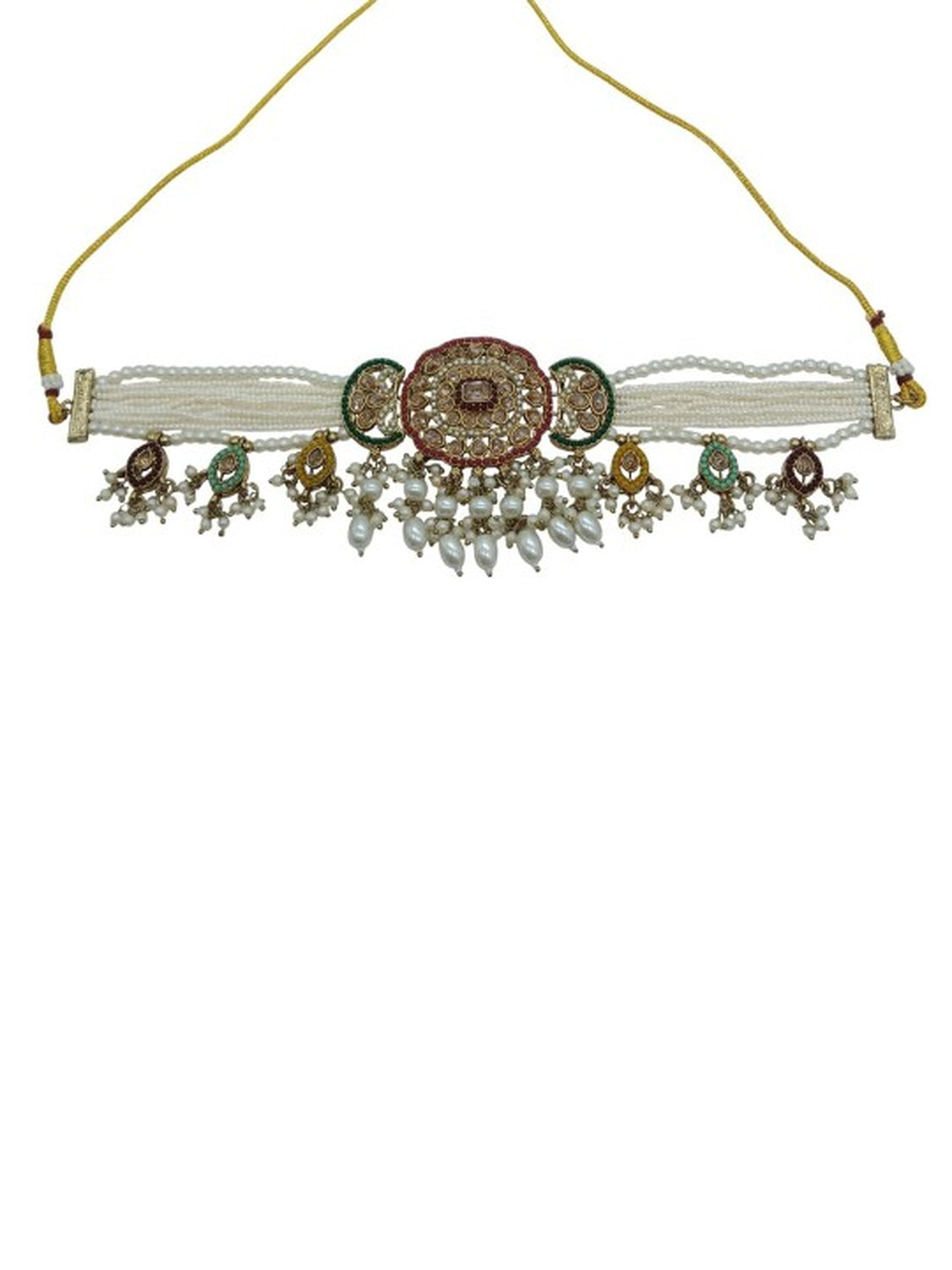 Jewel City Gold-Plated Choker Necklace Set with Earrings & Maang Tikka – Ethnic Bridal Jewelry for Weddings, Festivals & Parties | Swadesiicart