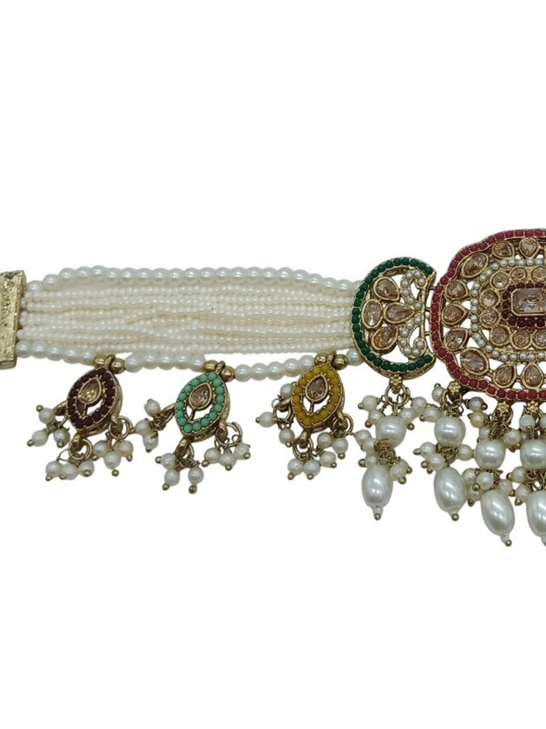 Jewel City Gold-Plated Choker Necklace Set with Earrings & Maang Tikka – Ethnic Bridal Jewelry for Weddings, Festivals & Parties | Swadesiicart