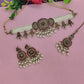 Jewel City Gold-Plated Choker Necklace Set with Earrings & Maang Tikka – Ethnic Bridal Jewelry for Weddings, Festivals & Parties | Swadesiicart