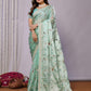 Blue Satin Silk Embroidered Saree With Stitched Blouse - Nimaya Kaksha