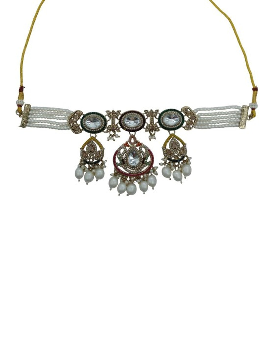 Jewel City Regal Pearl Kundan Choker Jewelry Set with Maang Tikka - Traditional Indian Wedding & Festival Collection | Swadesiicart
